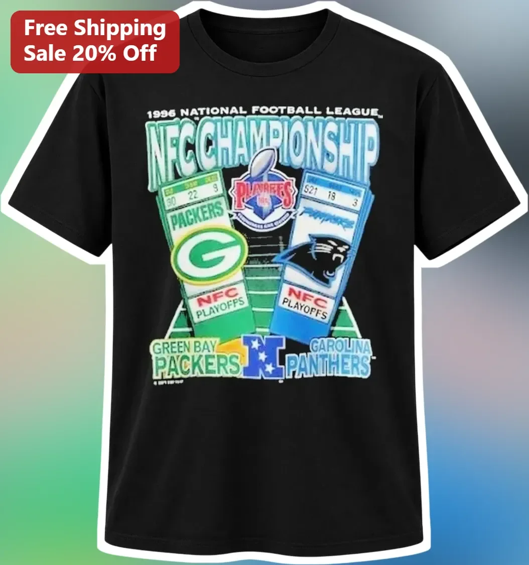 1996 NFC Championship Green Bay Packers vs Carolina Panthers Vintage Retro Football Tee