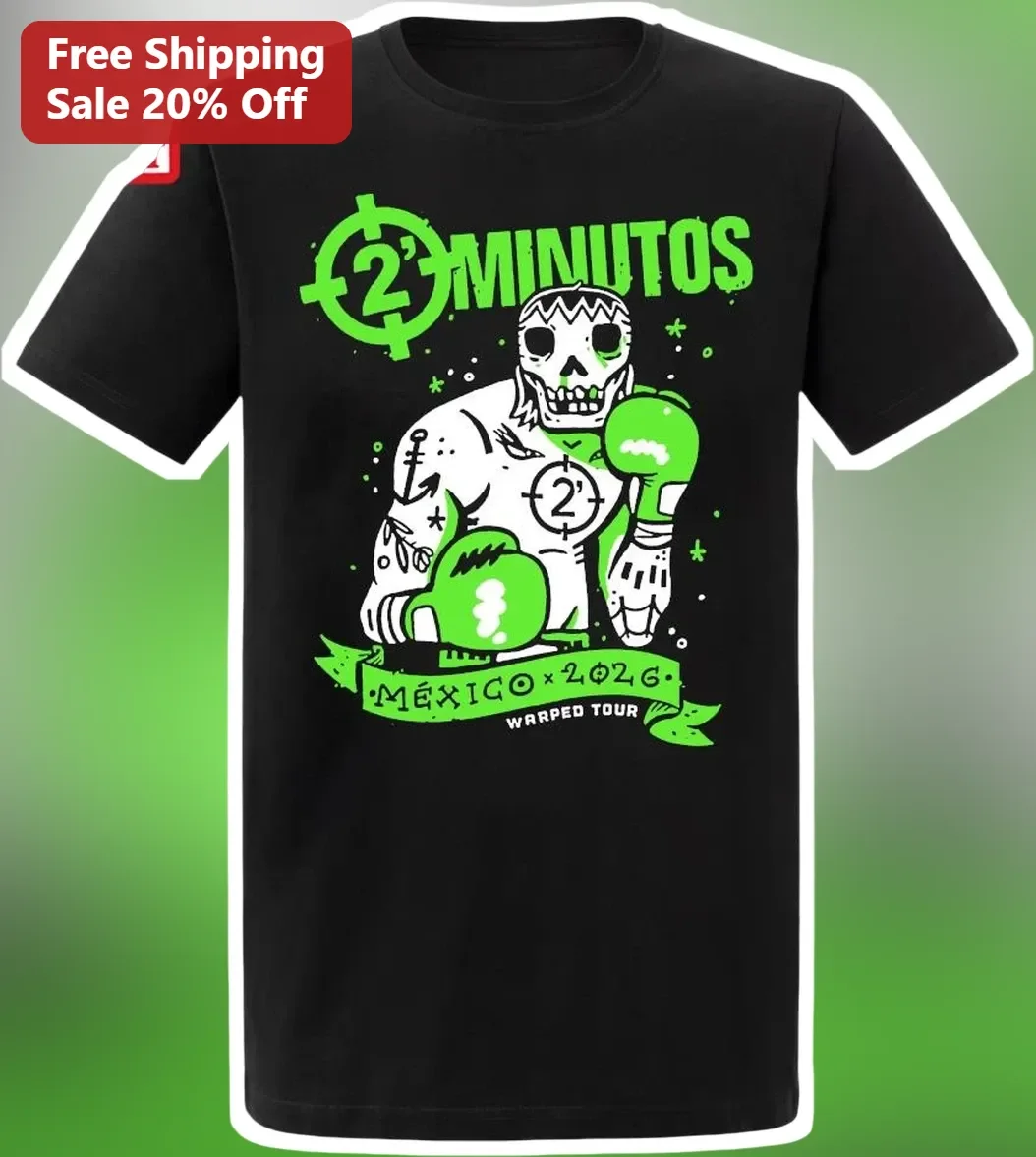 2 Minutos Mexico Tour 2026 Punk Rock Band Graphic Tee Skeleton Boxer Merch