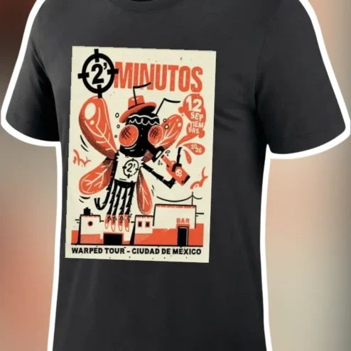 2 Minutos Warped Tour Ciudad De Mexico Graphic Tee Argentine Punk Rock Band Shirt