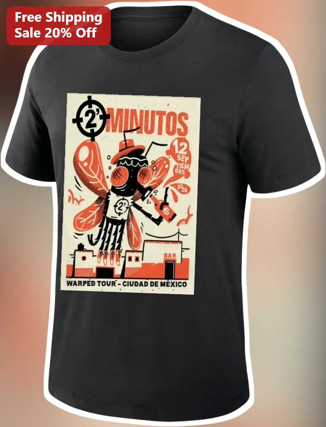2 Minutos Warped Tour Ciudad De Mexico Graphic Tee Argentine Punk Rock Band Shirt