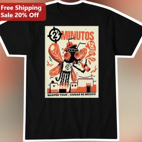 2 Minutos Warped Tour Ciudad De Mexico Tee Argentine Punk Rock Band Graphic Shirt