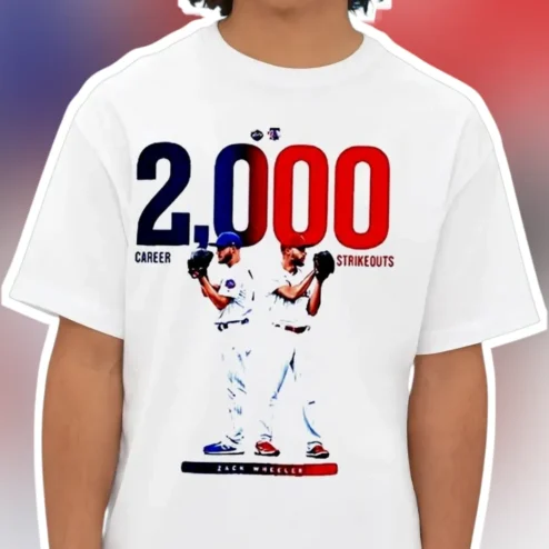 2000 Career Strikeouts Tee Zach Wheeler Baseball Milestone Shirt Gift for MLB Fans