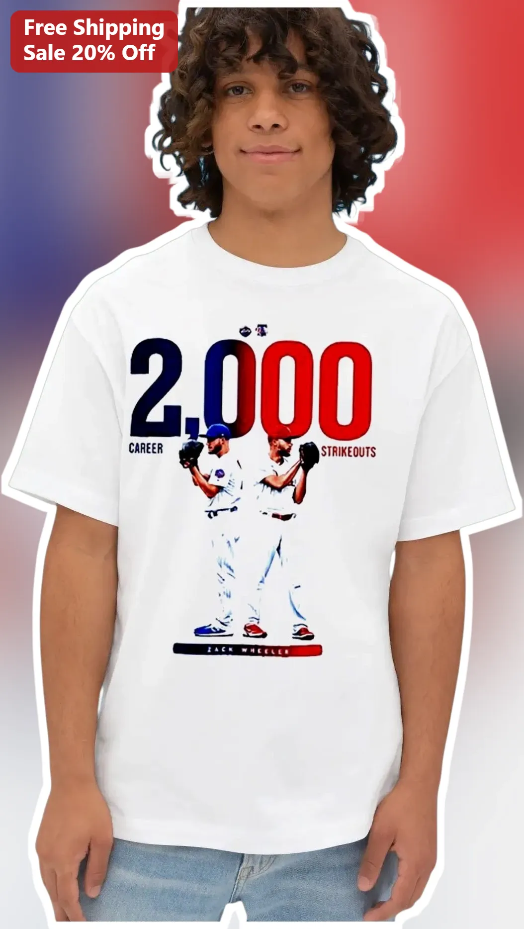 2000 Career Strikeouts Tee Zach Wheeler Baseball Milestone Shirt Gift for MLB Fans