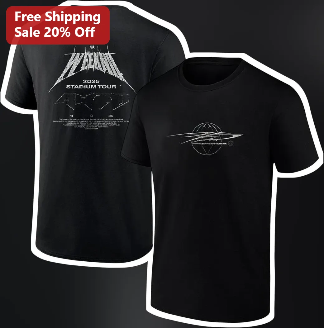 2025 Stadium Tour Graphic Tee Black Rock Band Merch Distressed Vintage Style
