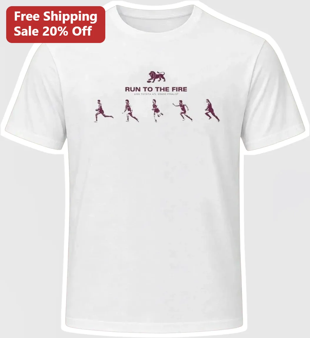 2026 AFL Grand Finalist Run To The Fire Tee Brisbane Lions Footy Fan Gear