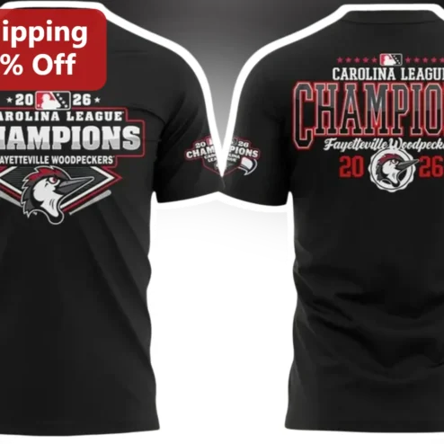 2026 Carolina League Champions Fayetteville Woodpeckers Tee Baseball Fan Gift