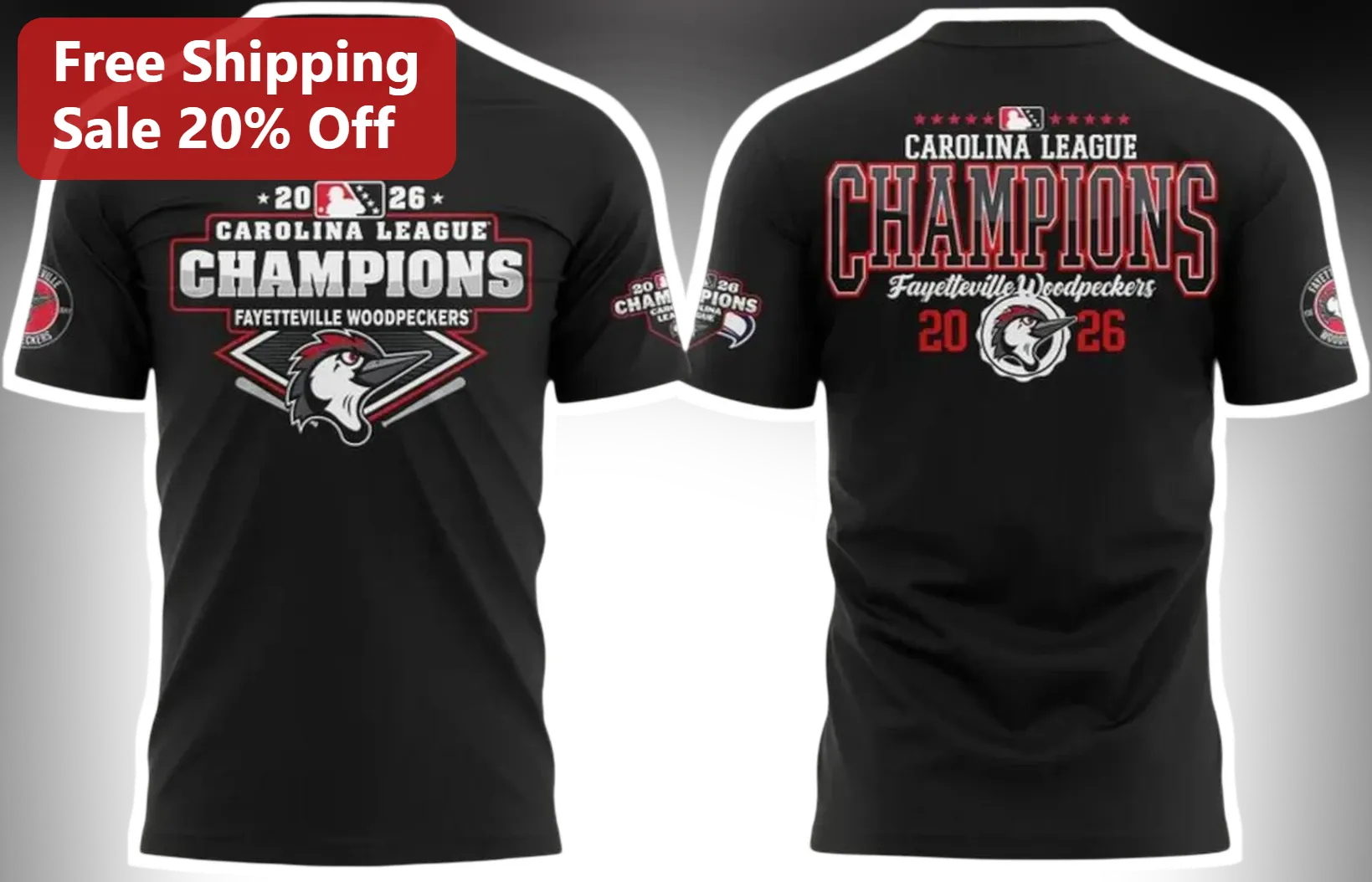 2026 Carolina League Champions Fayetteville Woodpeckers Tee Baseball Fan Gift