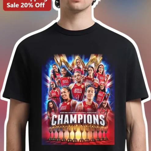 2026 FIBA Women's Basketball World Cup Champions Tee USA Team Victory Graphic Shirt