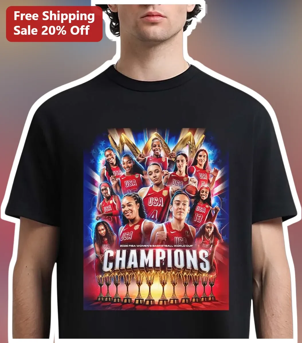 2026 FIBA Women's Basketball World Cup Champions Tee USA Team Victory Graphic Shirt