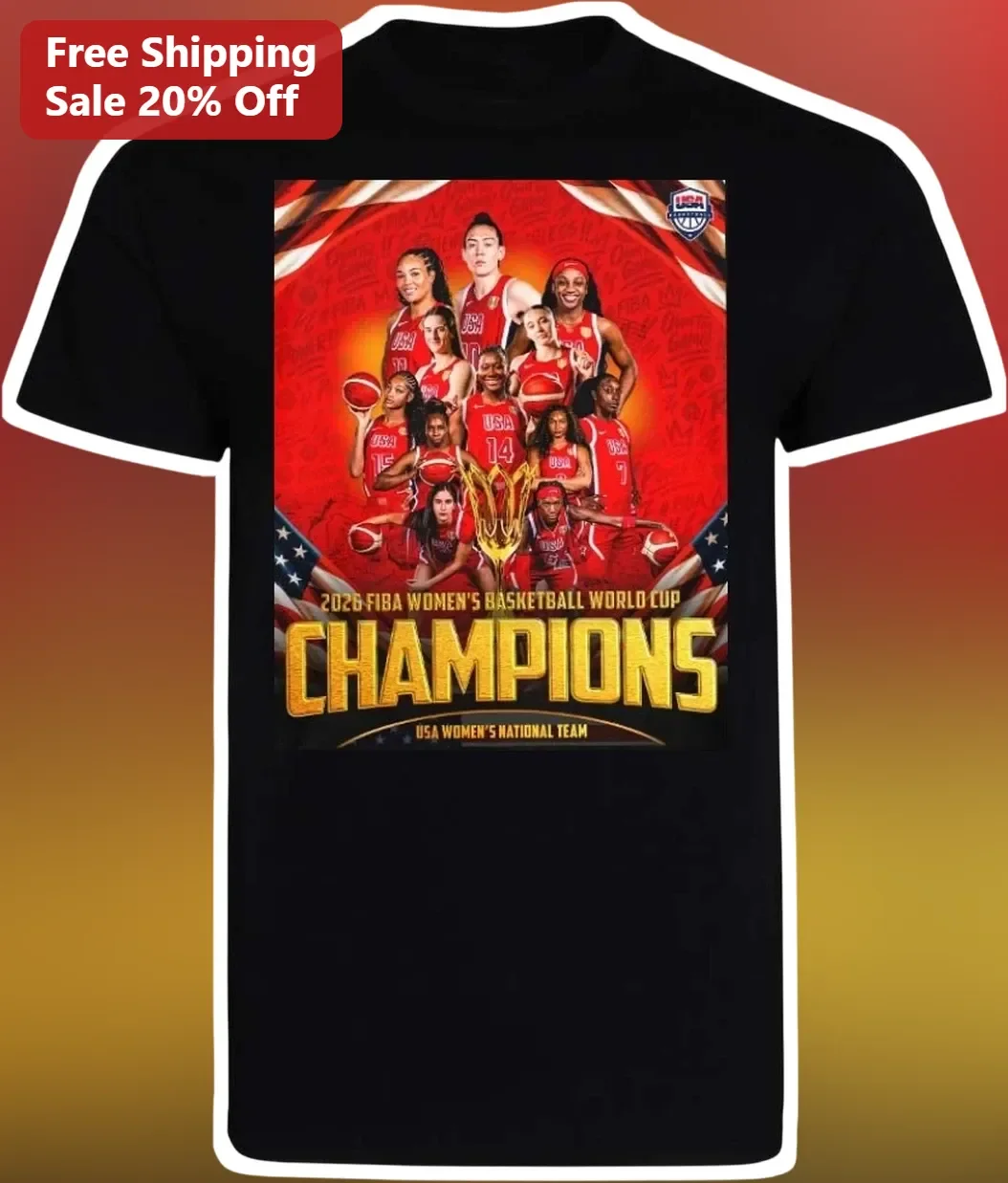 2026 FIBA Women's Basketball World Cup Champions USA National Team Tee