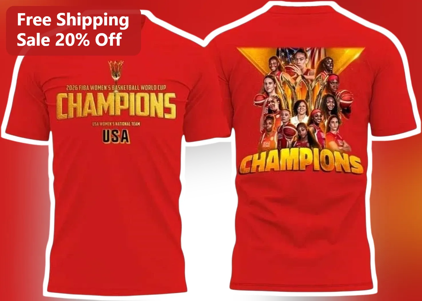 2026 FIBA Women's Basketball World Cup USA Champions Tee
