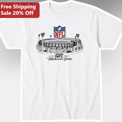 2026 NFL Melbourne Game Tee Commemorative MCG Stadium Graphic Shirt for Fans