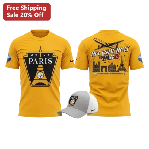 2026 Paris to Paris Graphic Tee NFL Steelers Super Bowl LX Travel Souvenir Shirt