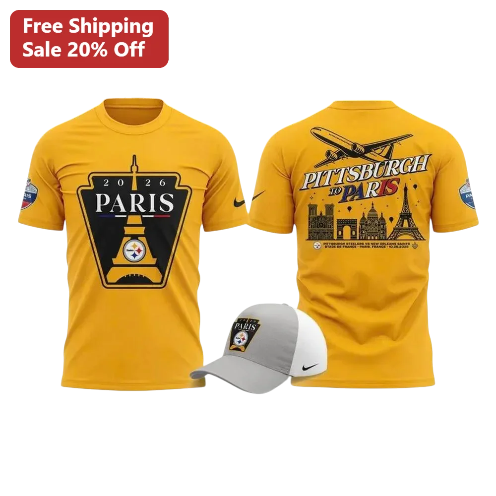 2026 Paris to Paris Graphic Tee NFL Steelers Super Bowl LX Travel Souvenir Shirt