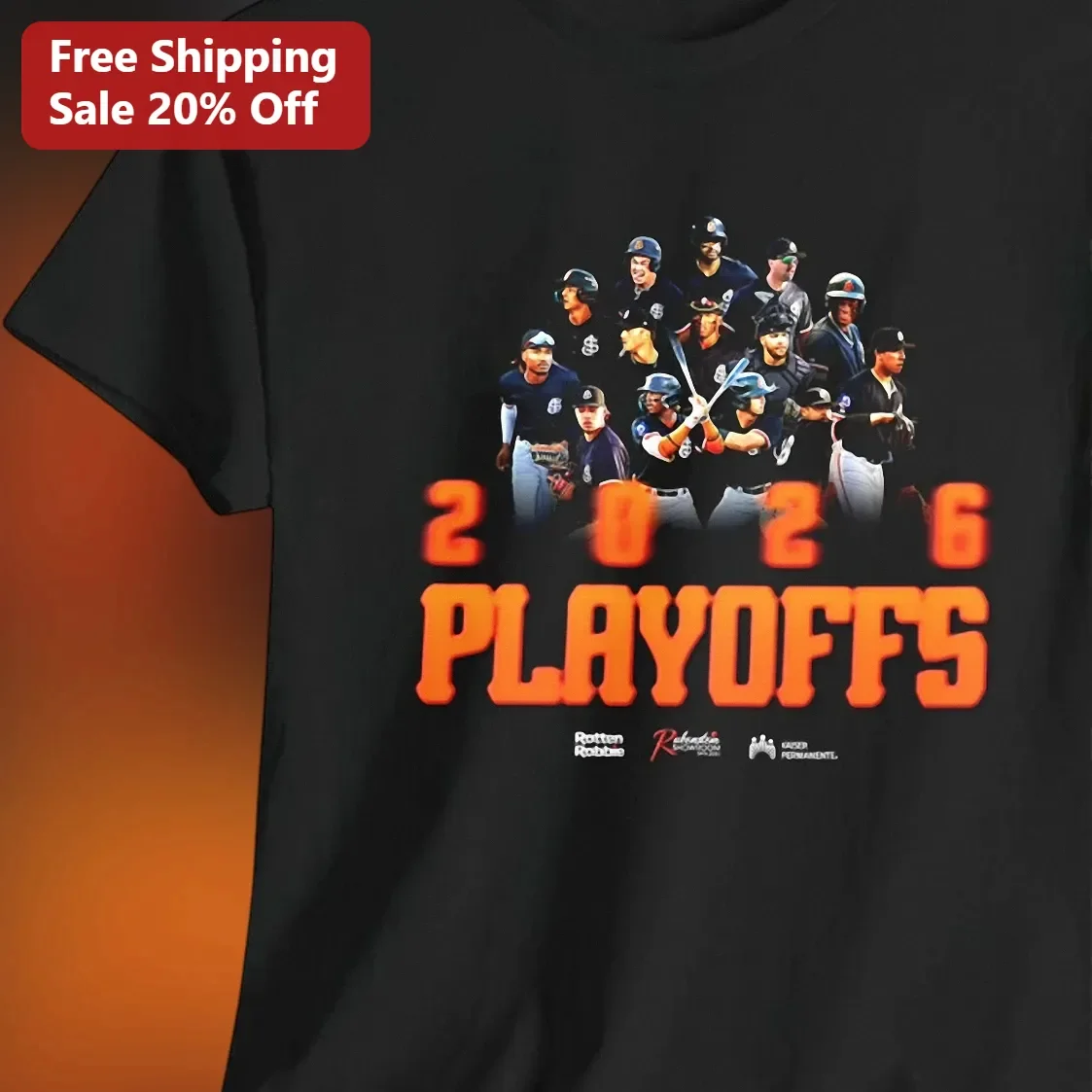 2026 Playoffs Baseball Fan Graphic Tee Black Cotton Shirt