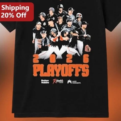 2026 Playoffs Baseball Player Collage Graphic Tee Black Cotton Sports Tournament Shirt