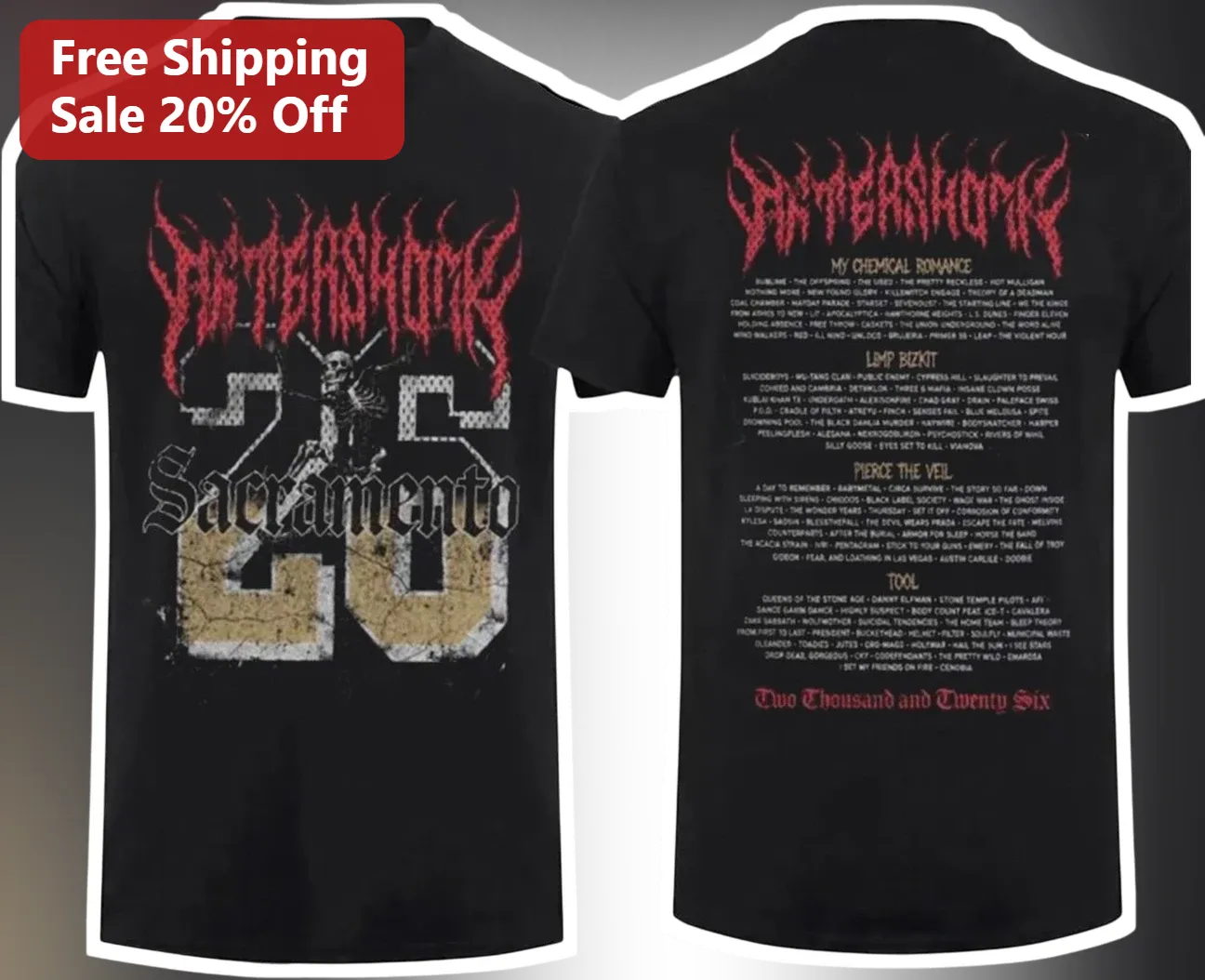 2026 Sacramento Two Thousand and Twenty Six Rock Band Graphic Tee