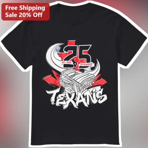 25 Seasons Est. 2002 Texans Anniversary Graphic Tee