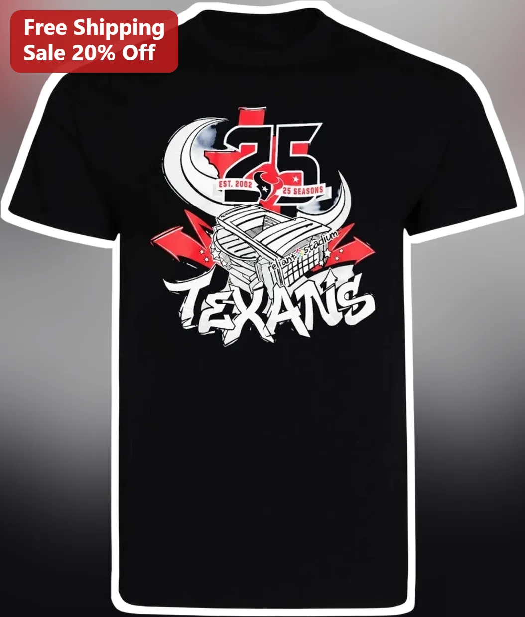 25 Seasons Texans Tee Houston Texans 25th Anniversary Graphic T-Shirt Est 2002 Football Fan Gift