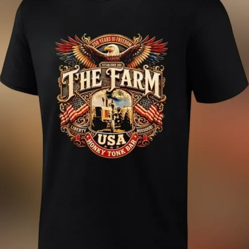 Years of Freedom The Farm Honky Tonk Bar Tee USA Patriotic Country Music Gift
