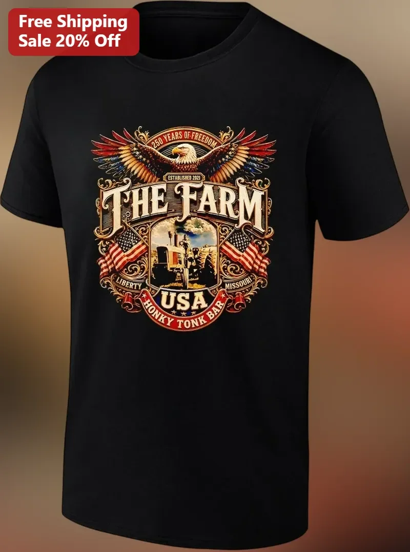 Years of Freedom The Farm Honky Tonk Bar Tee USA Patriotic Country Music Gift
