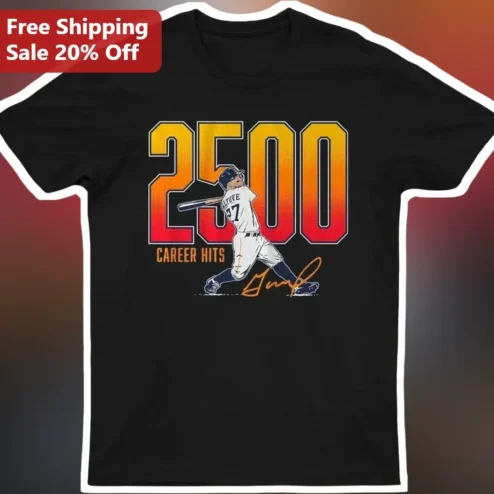 Career Hits Jose Altuve Baseball Player Graphic Tee