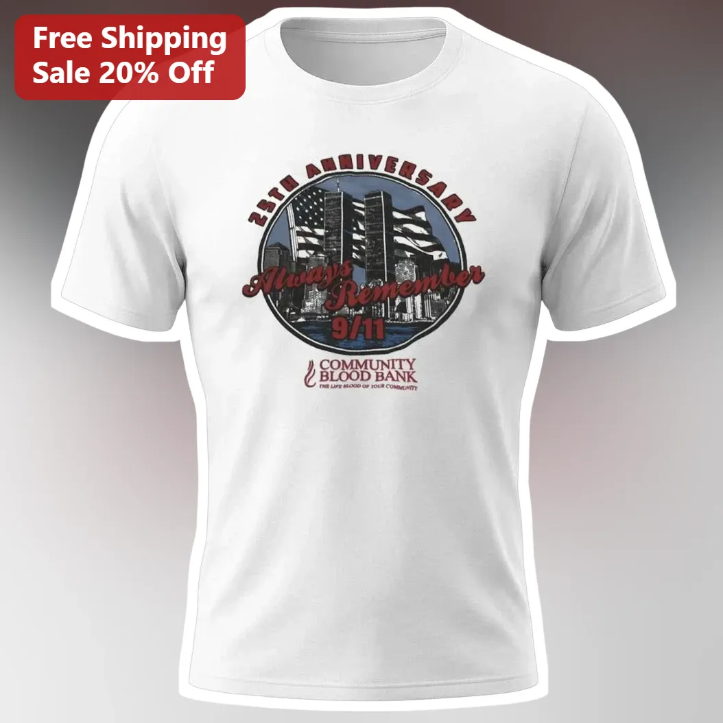25th Anniversary 9/11 Always Remember Memorial Graphic Tee Tribute Shirt