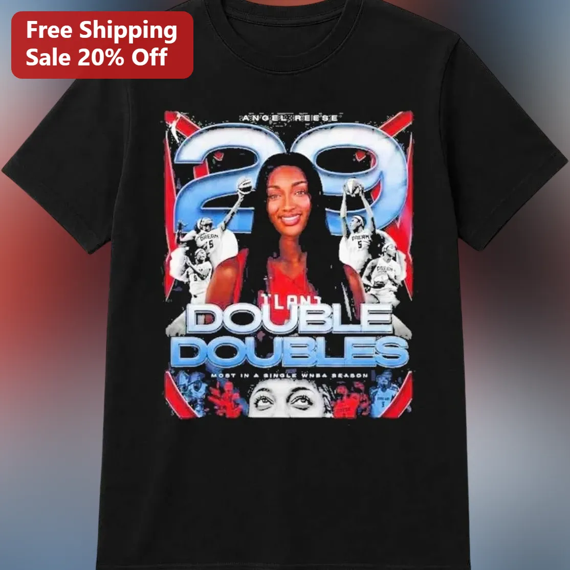 29 Double Doubles Most in a Single WNBA Season Angel Reese Tee, Retro Basketball Graphic Shirt Gift for WNBA Fans