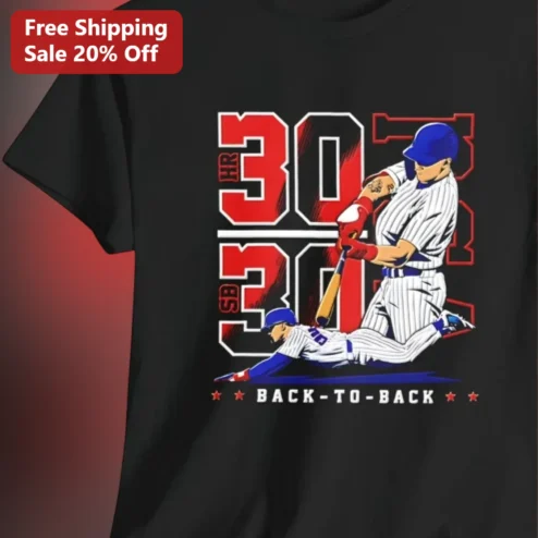 30 HR 30 SB Back-to-Back Tee, 30-30 Club Baseball Fan Gift for MLB Enthusiasts
