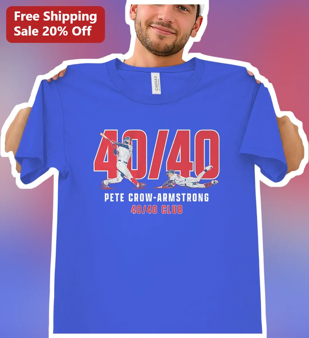 40/40 CLUB Tee Pete Crow-Armstrong Baseball Milestone Graphic Shirt for Chicago Cubs Fans