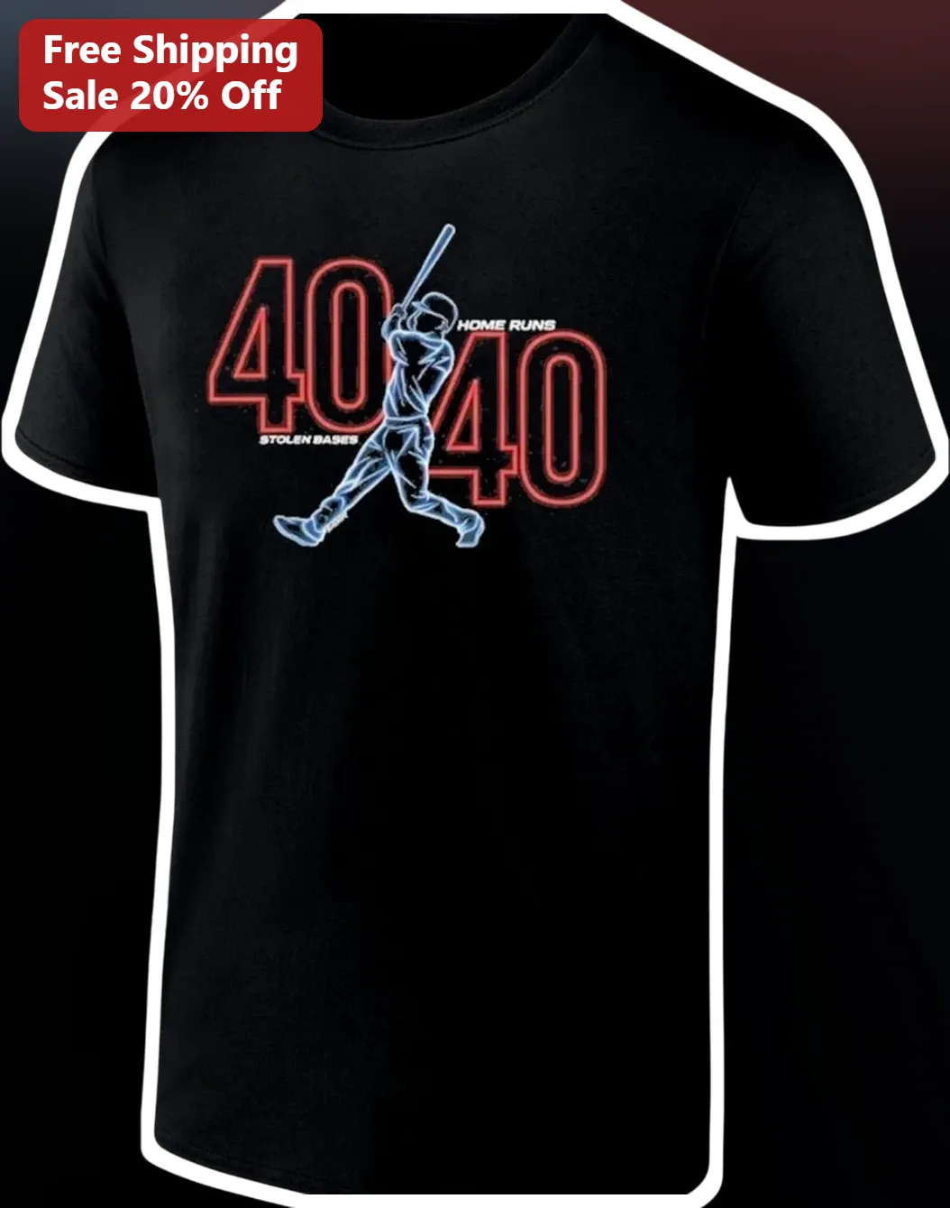 40 Home Runs 40 Stolen Bases Tee 40-40 Club Baseball Milestone Gift for Fans