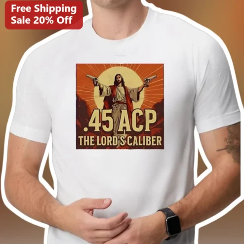 .45 ACP The Lord's Caliber Jesus Gun Graphic Tee