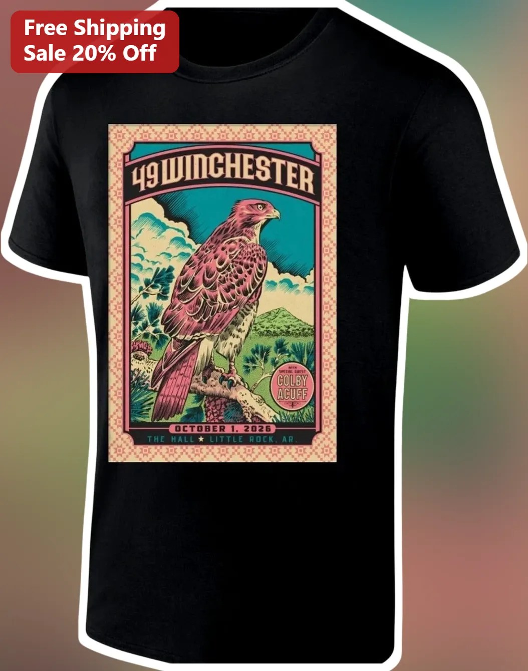 49 Winchester Vintage Concert Poster Tee Colby Acuff Country Music Gift