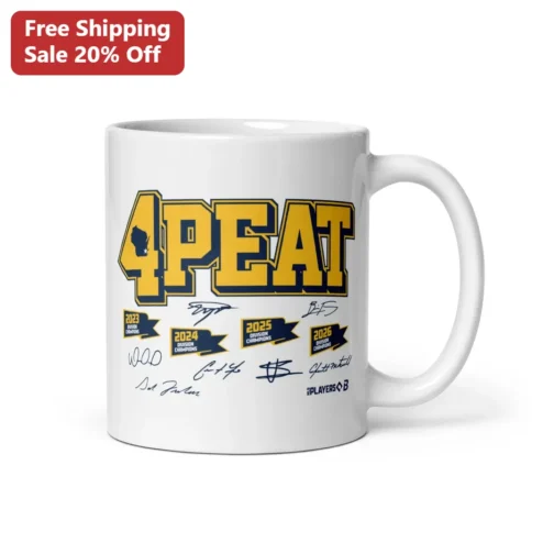 4PEAT Wisconsin Badgers Mug Four Time Champions Division Title Gift for Coach Team