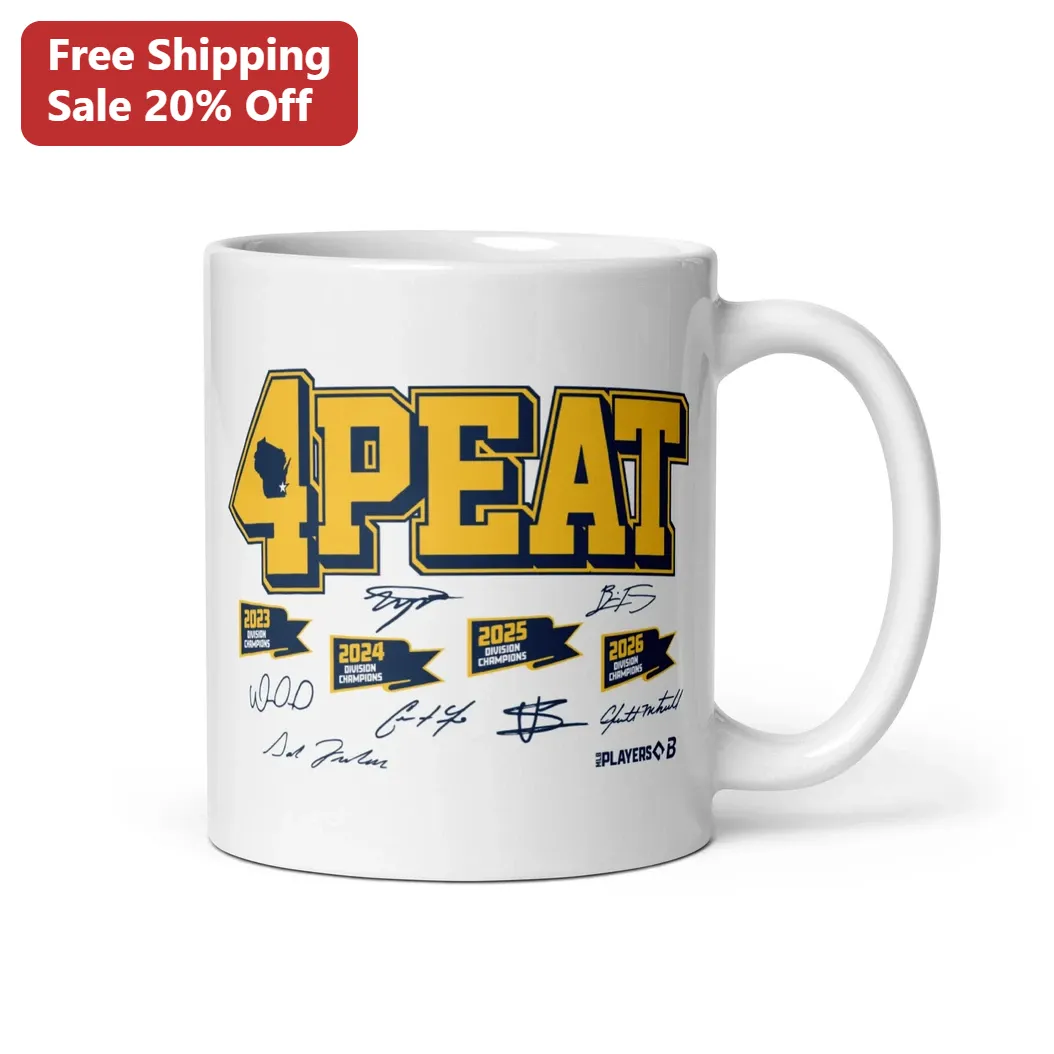 4PEAT Wisconsin Badgers Mug Four Time Champions Division Title Gift for Coach Team