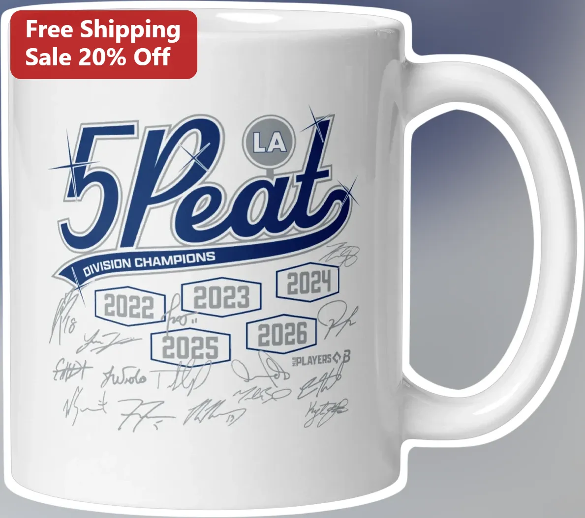 5 Peat Division Champions Los Angeles Dodgers Mug