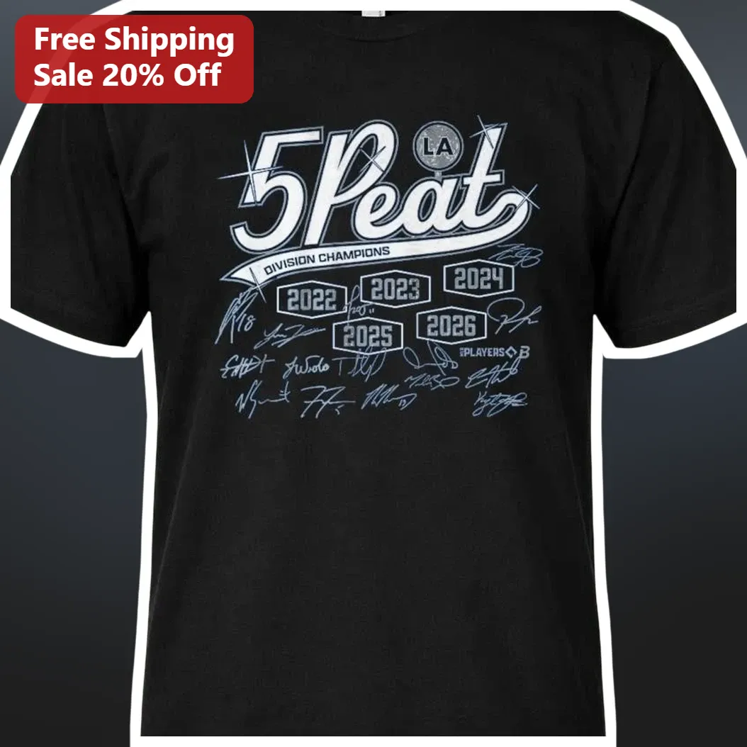 5 Peat Division Champions Los Angeles Dodgers Tee Baseball Fan Gift