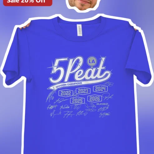 5 Peat LA Division Champions Graphic Tee Baseball Fan Gift