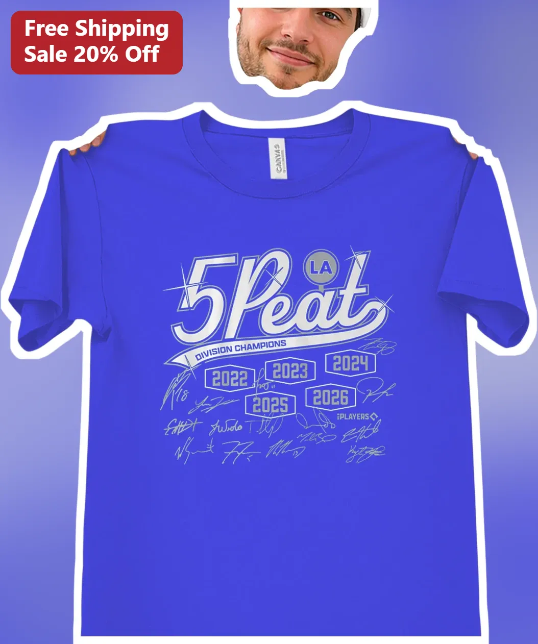 5 Peat LA Division Champions Graphic Tee Baseball Fan Gift