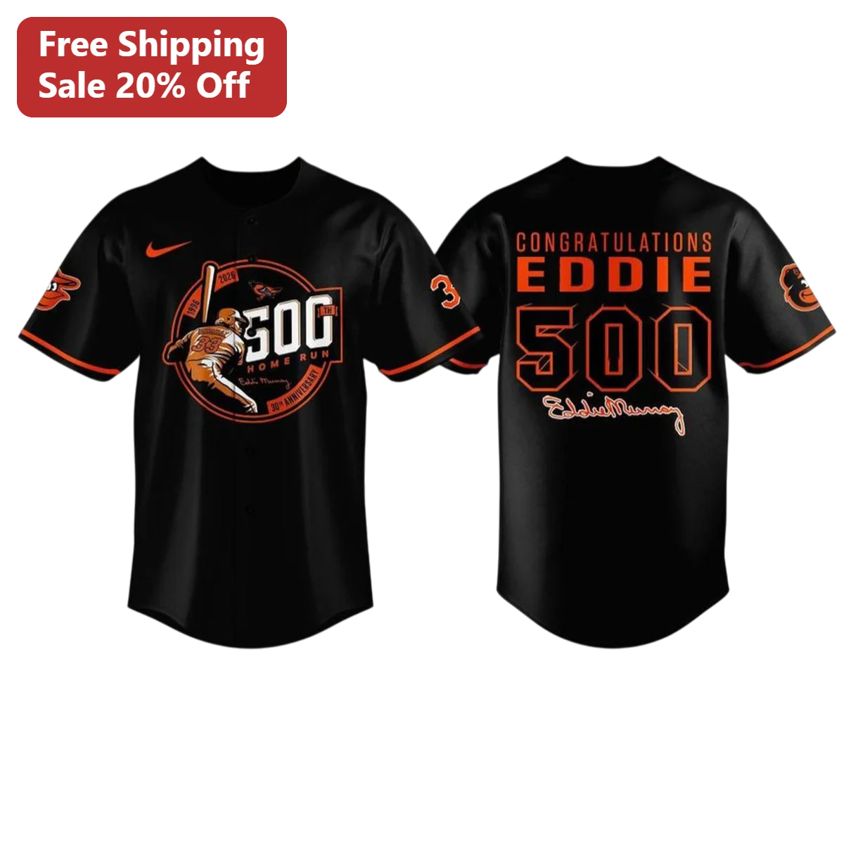 Home Run Club Eddie Murray Jersey Congratulations Baseball Fan Gift