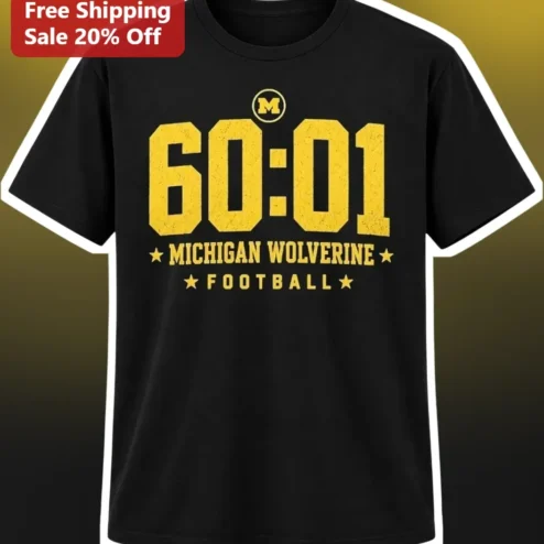 60:01 Michigan Wolverine Football Tee University of Michigan Maize and Blue Varsity Shirt