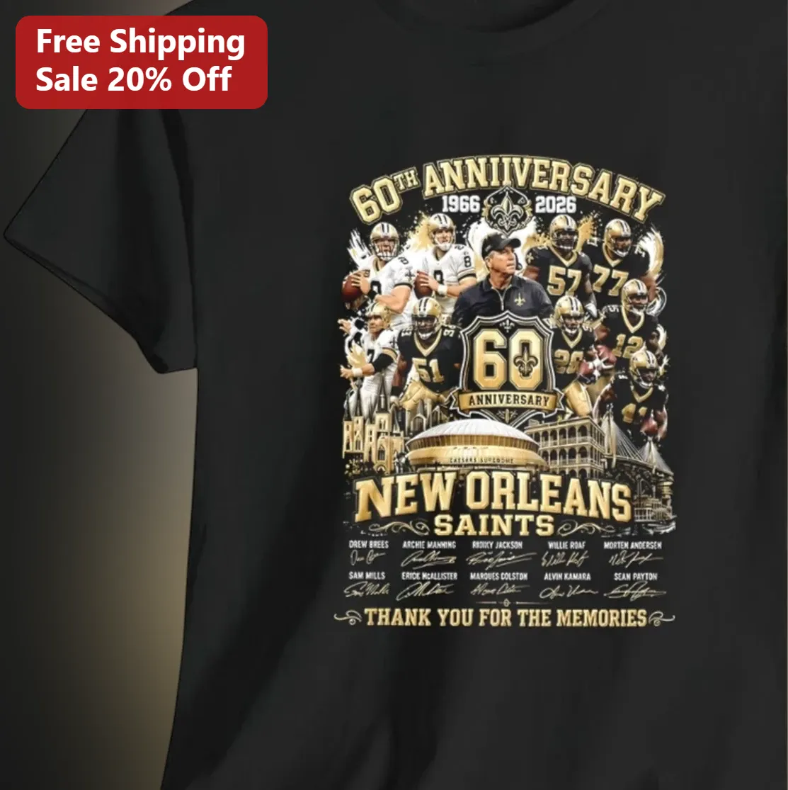 60th Anniversary 1966 2026 New Orleans Saints Thank You for the Memories Legends Tee Gift for Fans