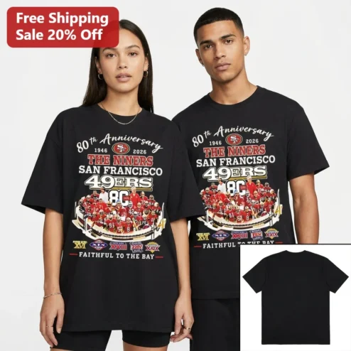 80th Anniversary 1946-2026 San Francisco 49ers Faithful To The Bay Tee, Vintage The Niners Football Fan Gift