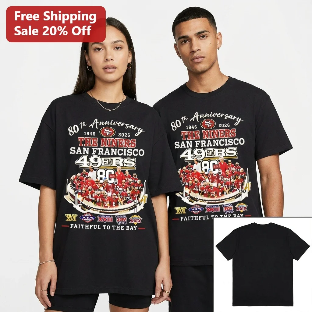 80th Anniversary 1946-2026 San Francisco 49ers Faithful To The Bay Tee, Vintage The Niners Football Fan Gift
