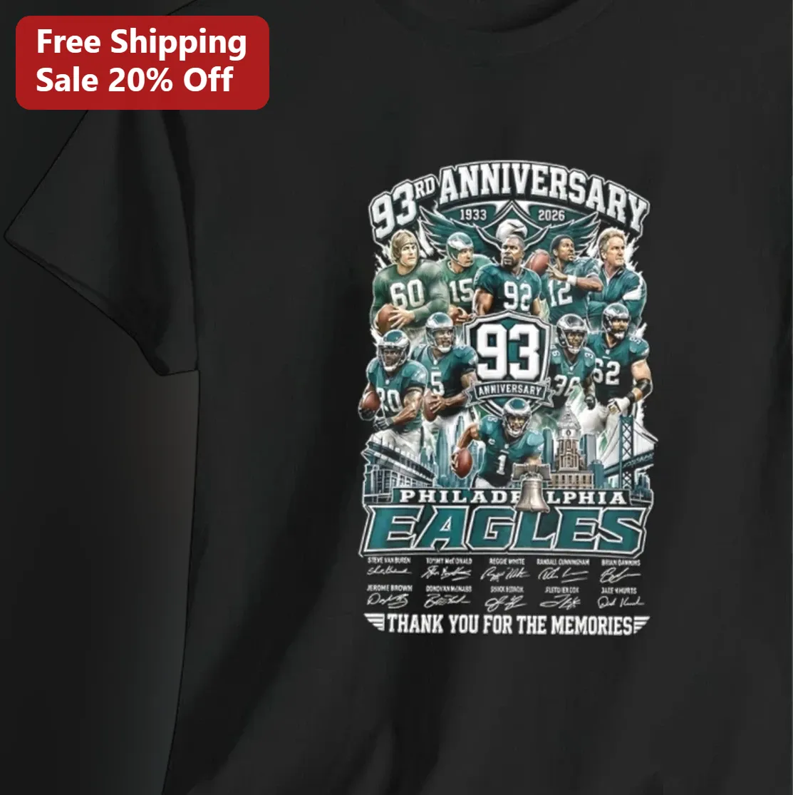 93rd Anniversary Tee Philadelphia Eagles Thank You for the Memories 1933-2026 Football Fan Gift
