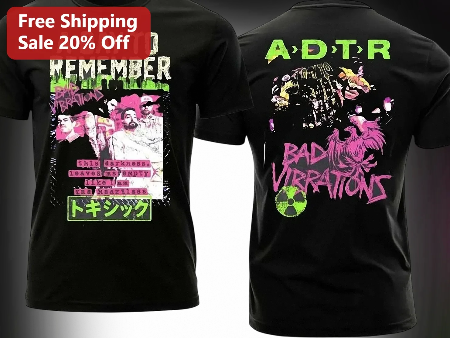 A Day To Remember Bad Vibrations Graphic Tee Pop Punk Band Merch