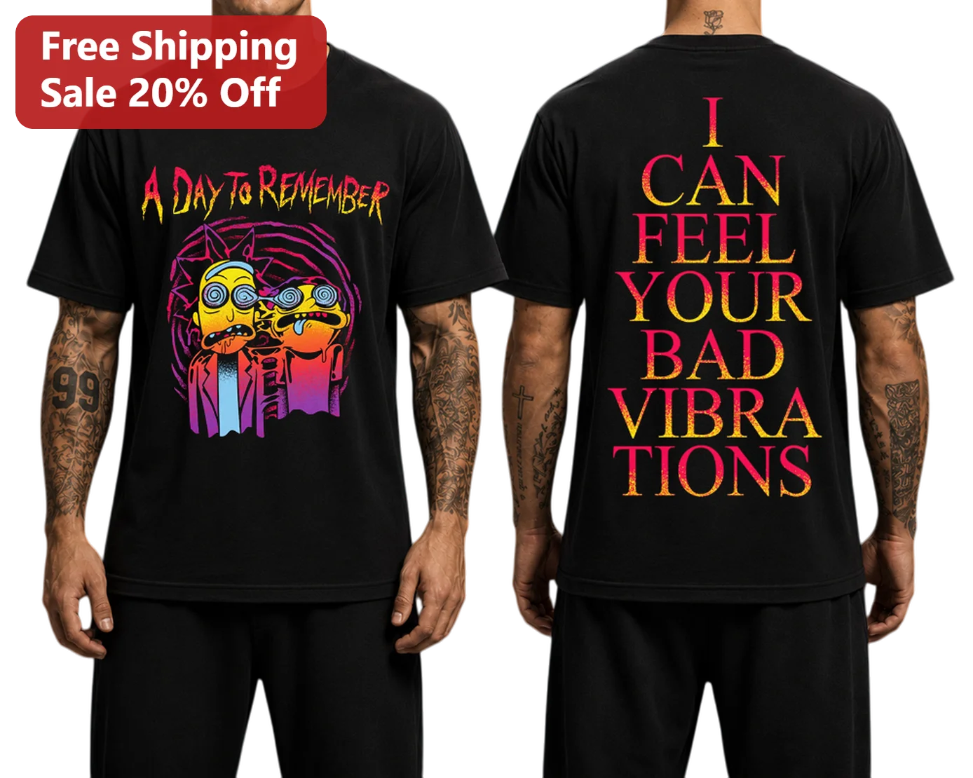 A Day To Remember I Can Feel Your Bad Vibrations Rick And Morty Graphic Tee