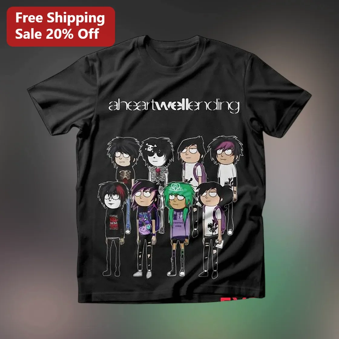 A Heartwell Ending My Chemical Romance Chibi Emo Band Graphic Tee