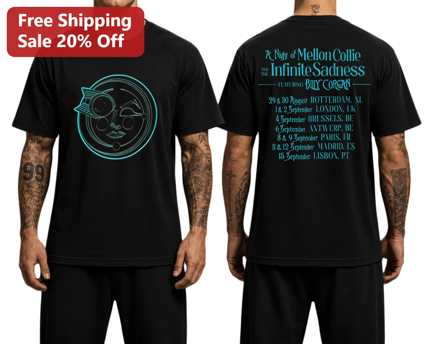 A Night of Mellon Collie and the Infinite Sadness Billy Corgan Tee Smashing Pumpkins Concert Merch