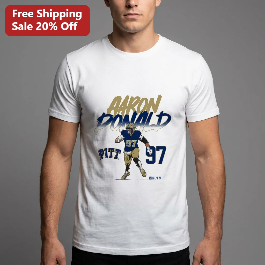Aaron Donald Pitt 97 Tee, Pitt Panthers College Football Graphic Tee Gift for Men and Women Fans